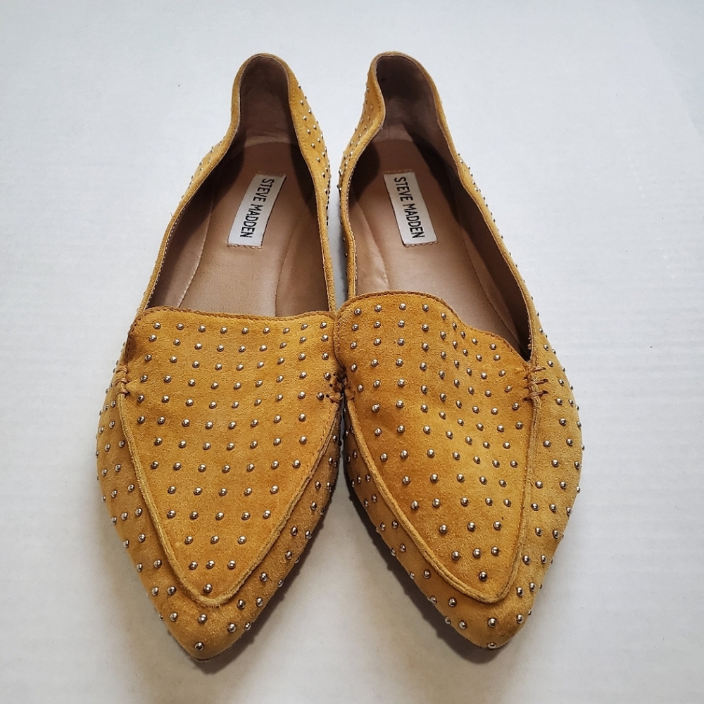 Steve Madden Studded Mustard Suede Flats